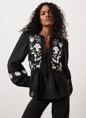 Black Embroidered Detail Top