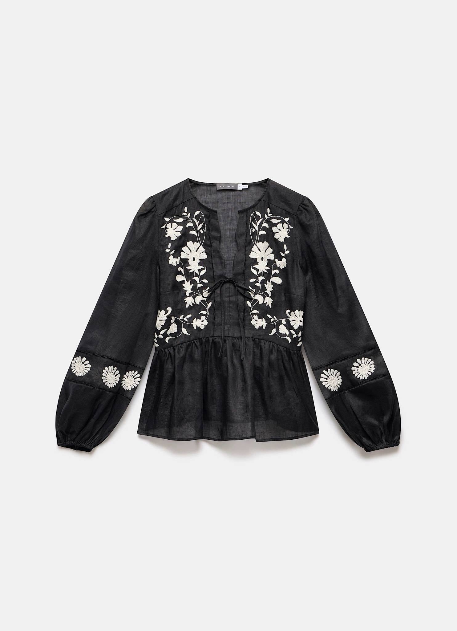 Black Embroidered Detail Top