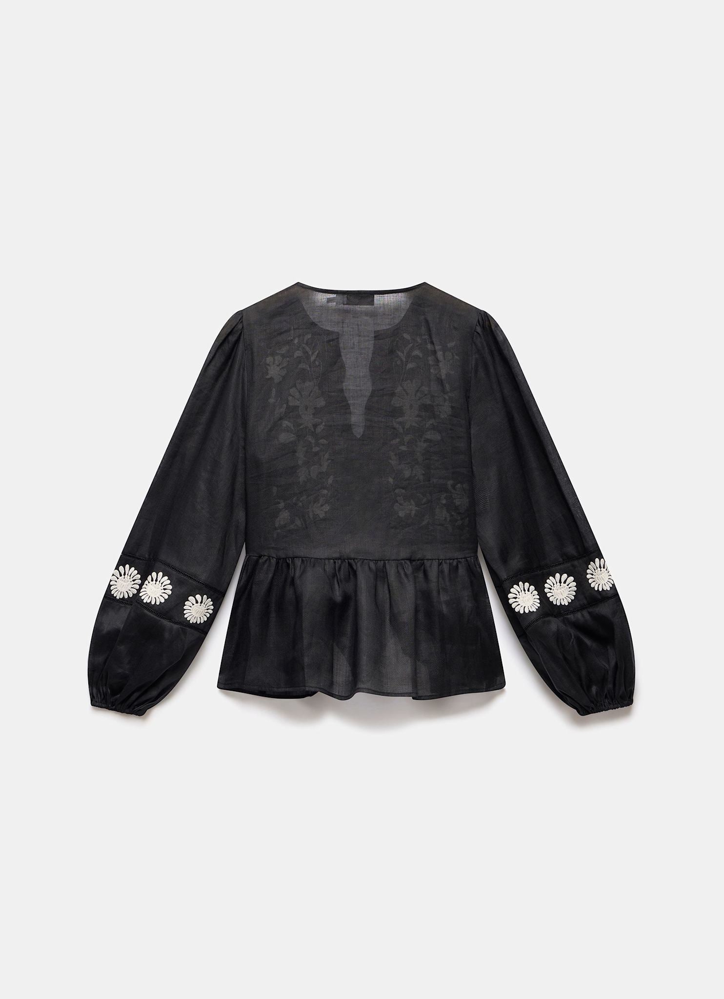 Black Embroidered Detail Top