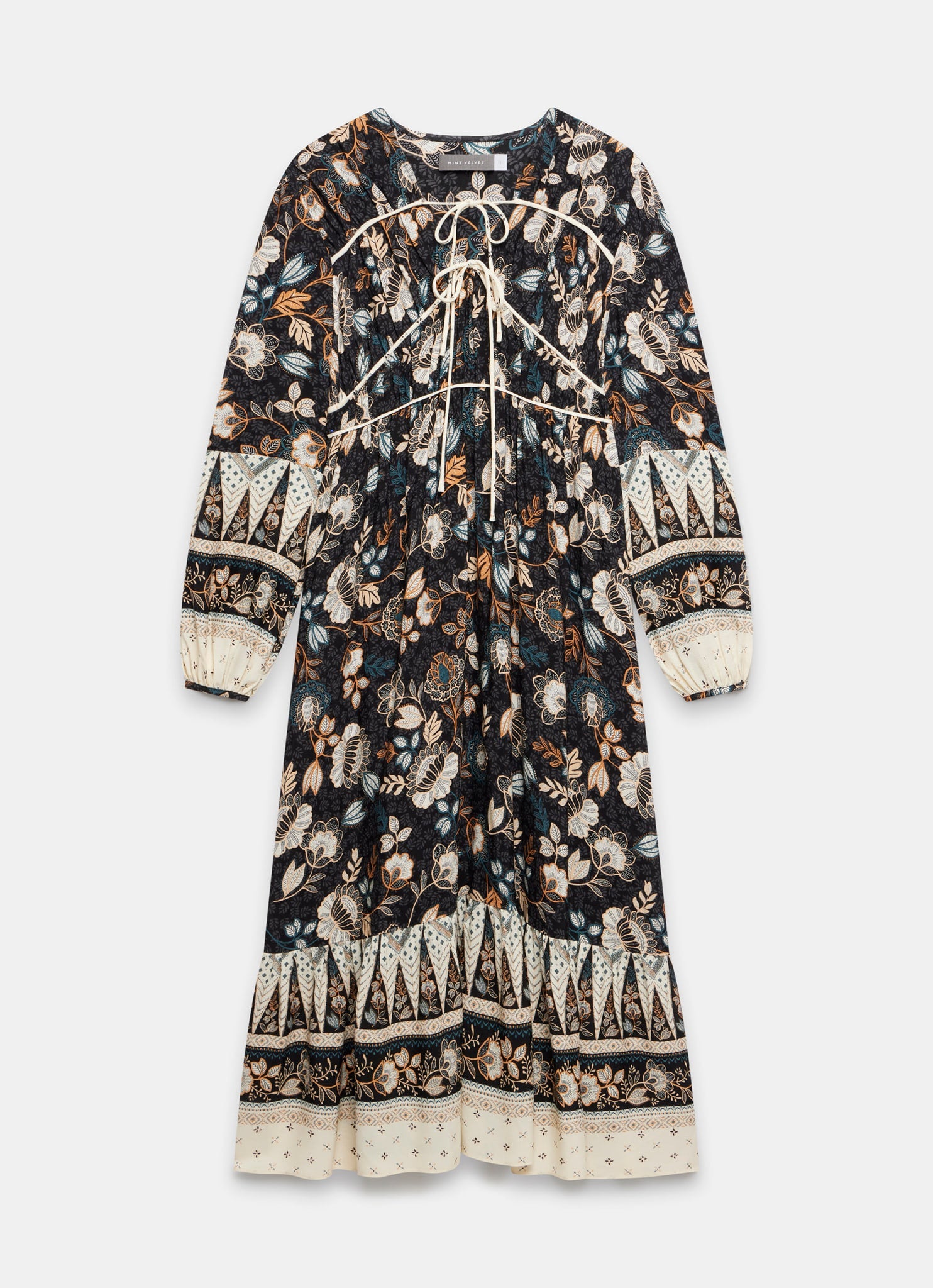 Black Floral Print Midi Dress