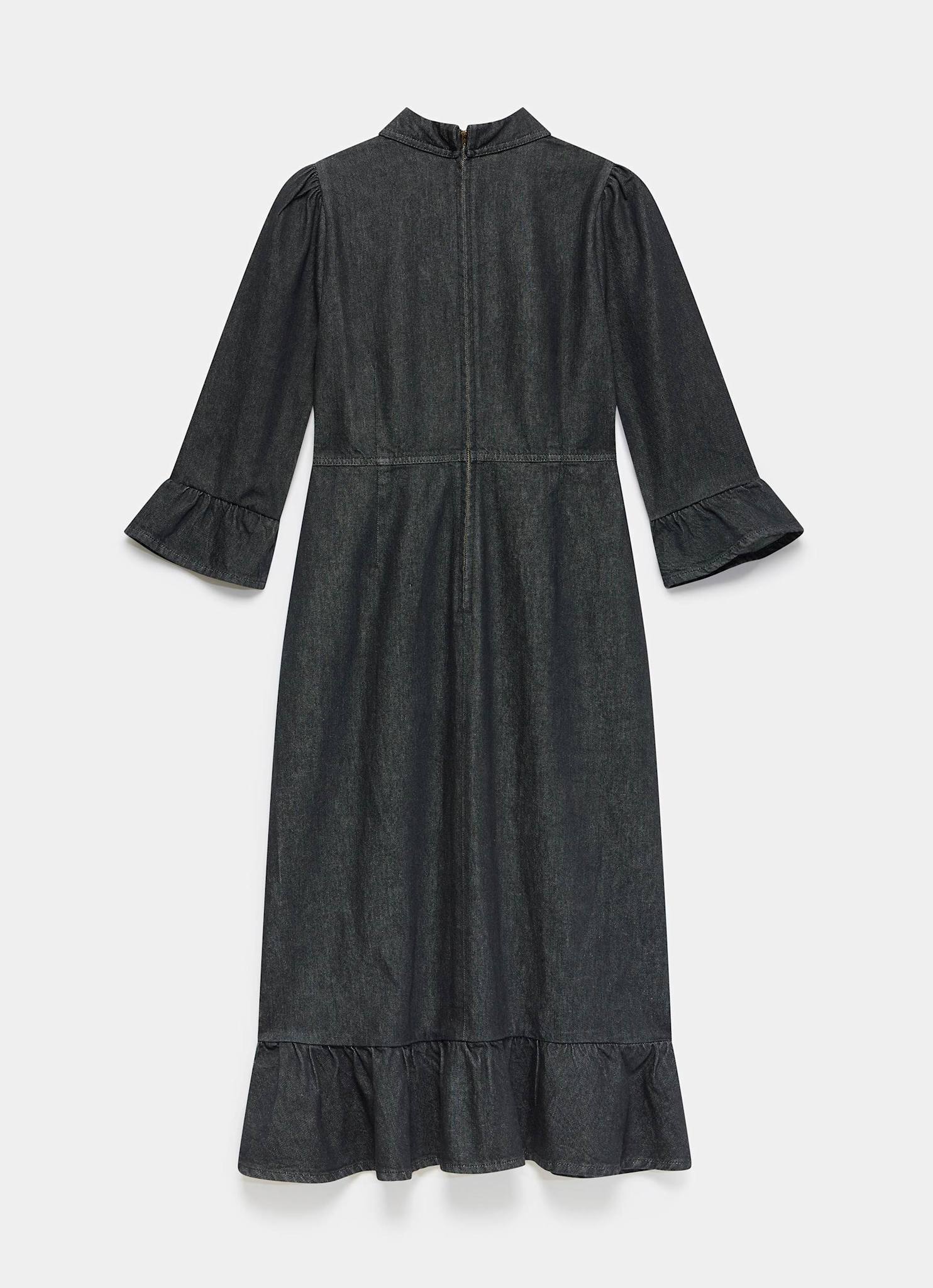 Black Denim Midi Shirt Dress