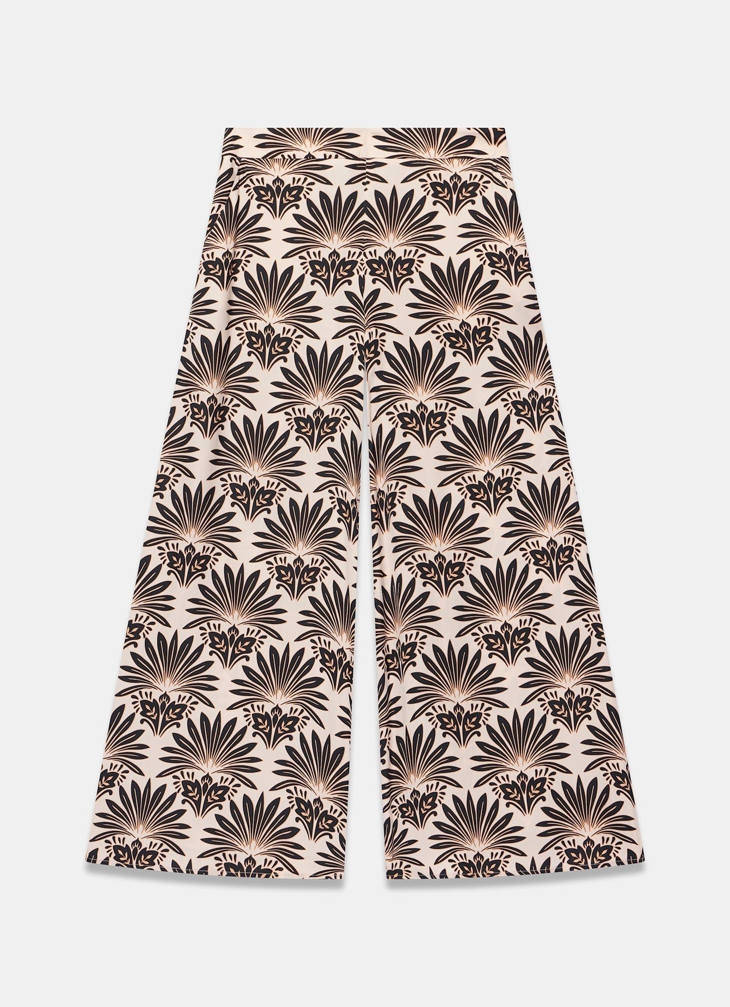 Neutral Satin Geo Print Wide Leg Trousers