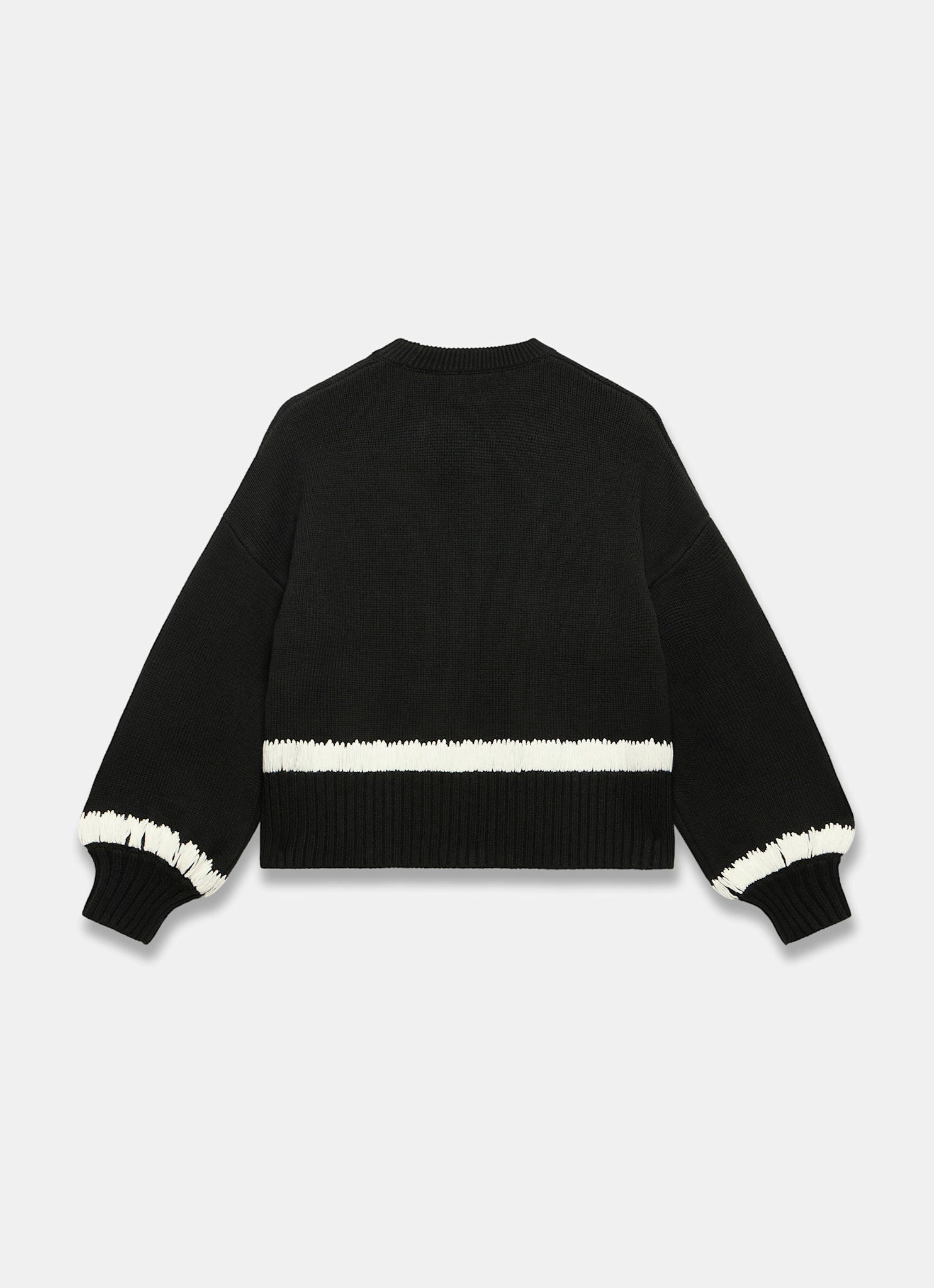 Black Cotton Blend Contrast Detail Jumper