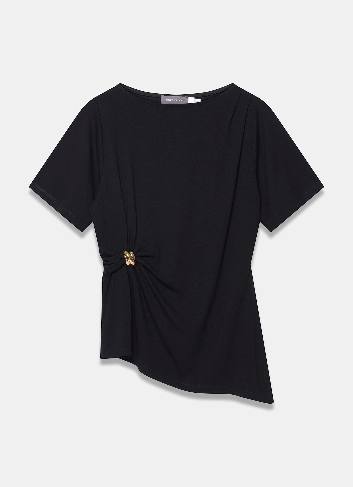 Black Gathered Detail Top