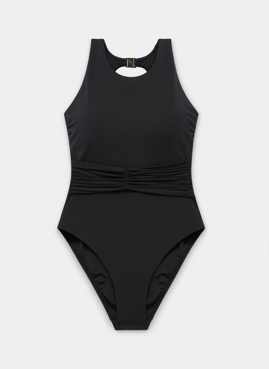 Black High Neck Swimsuit