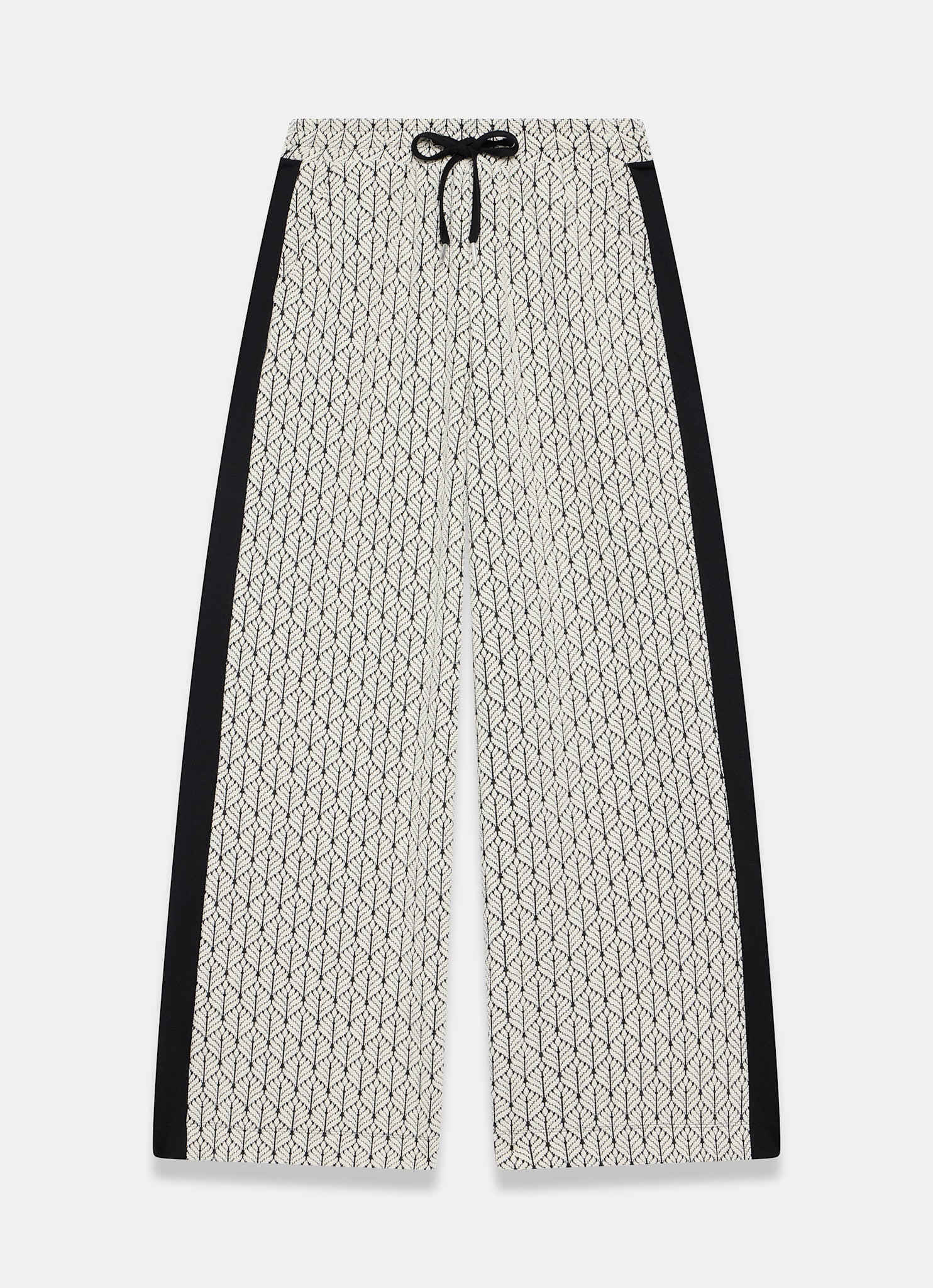 Black Jacquard Side Stripe Wide Trousers