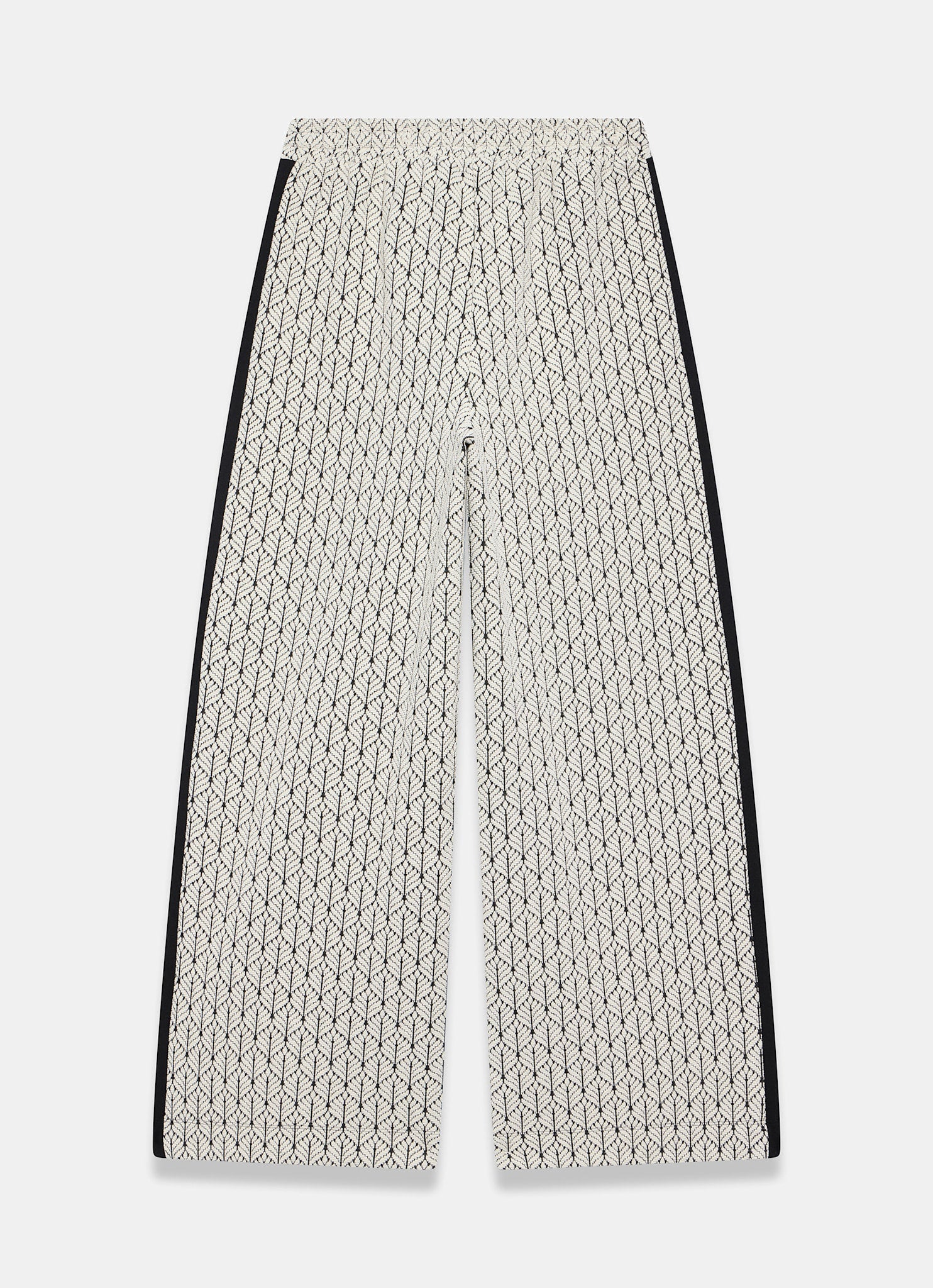 Black Jacquard Side Stripe Wide Trousers