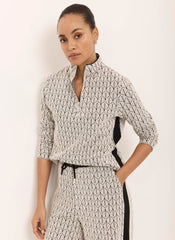 Black Jacquard Zip Top