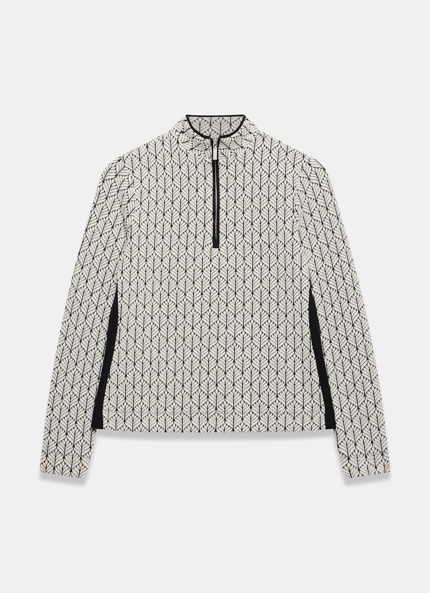 Black Jacquard Zip Top