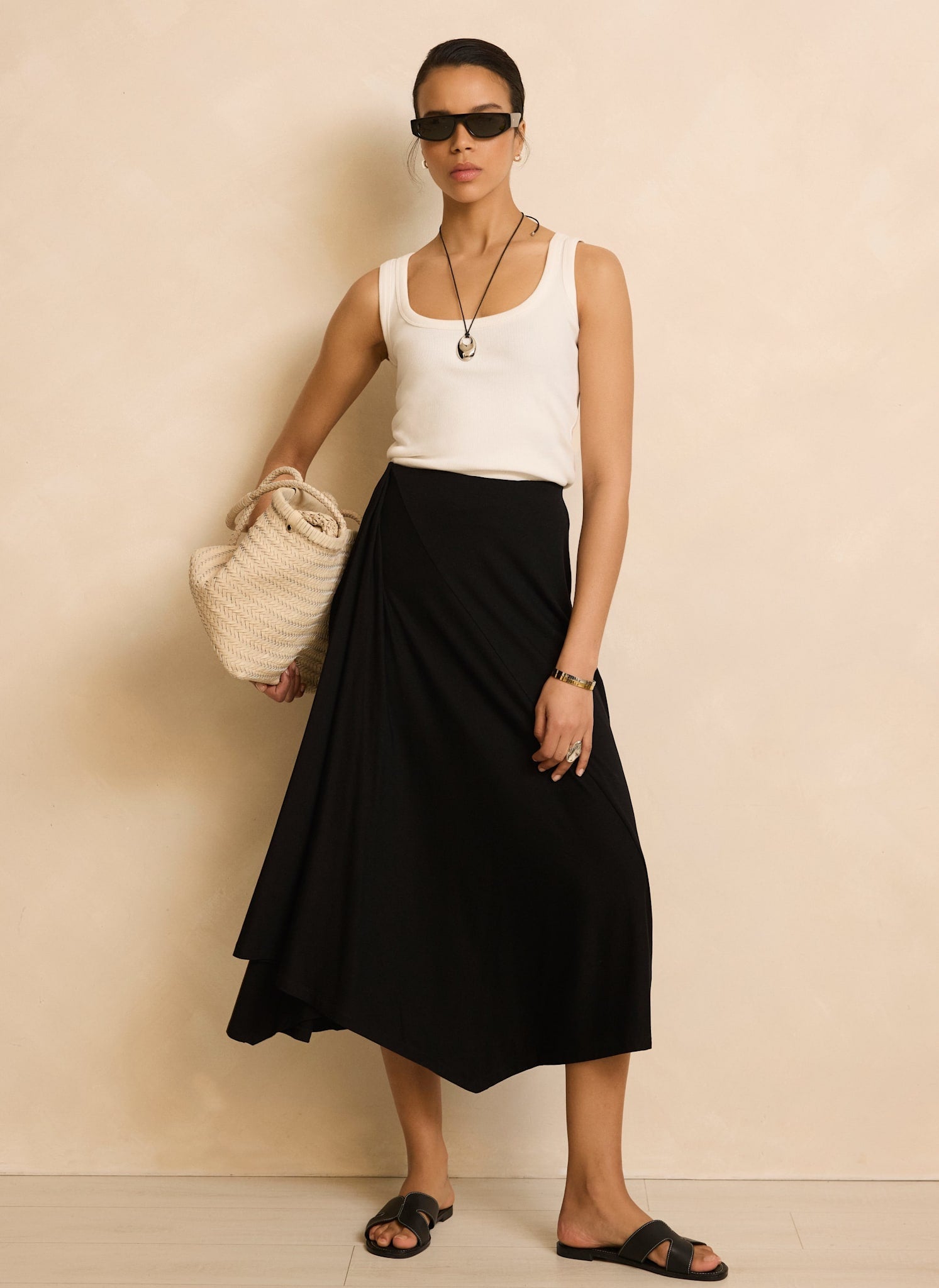 Black Jersey Asymmetric Skirt