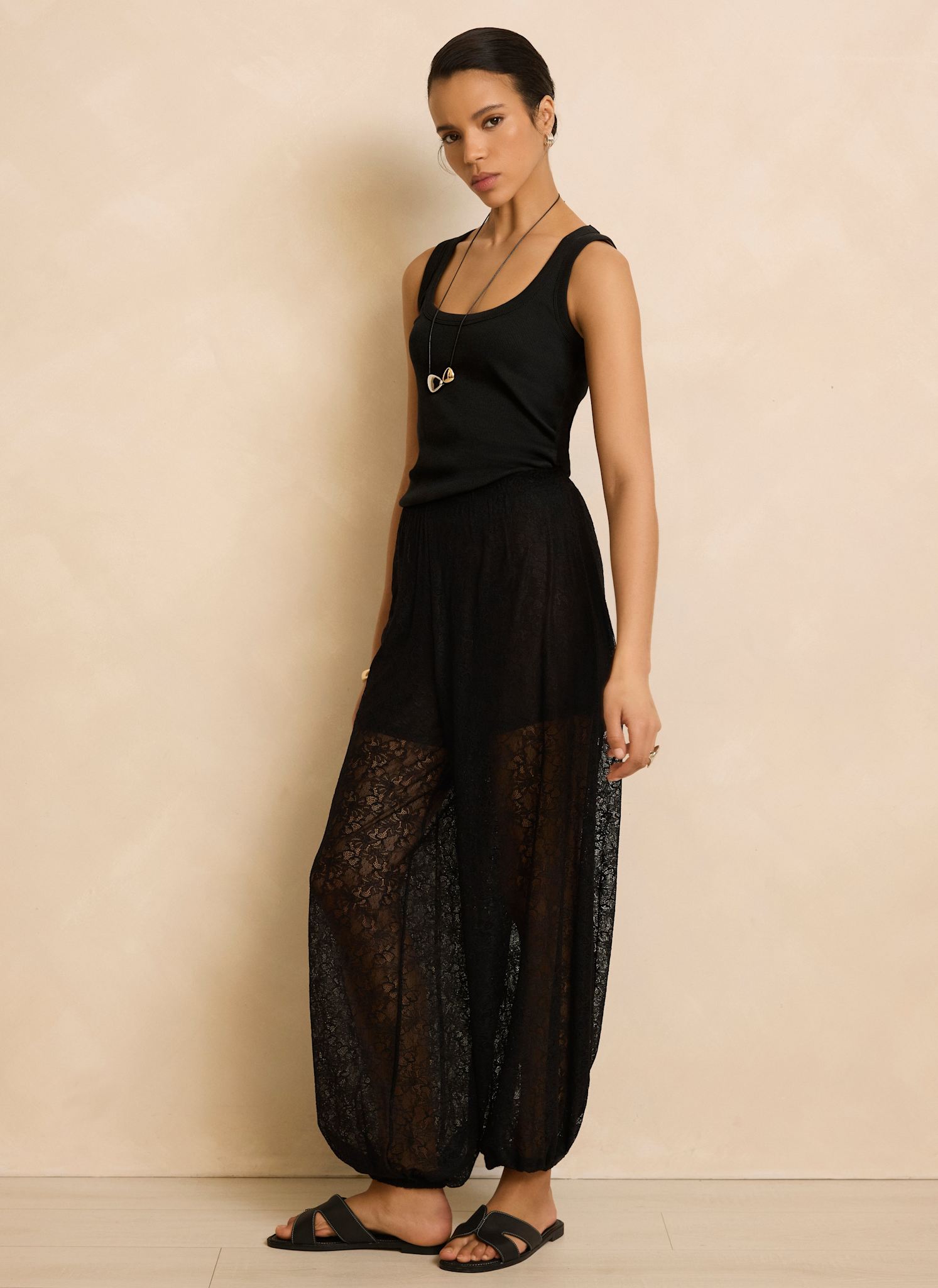 Black Lace Balloon Trousers