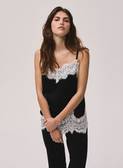 Black Satin Lace Camisole Top
