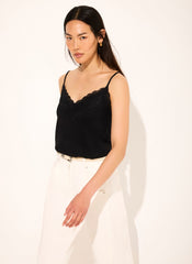 Black Lace Detail Camisole Top