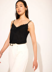 Black Lace Detail Camisole Top