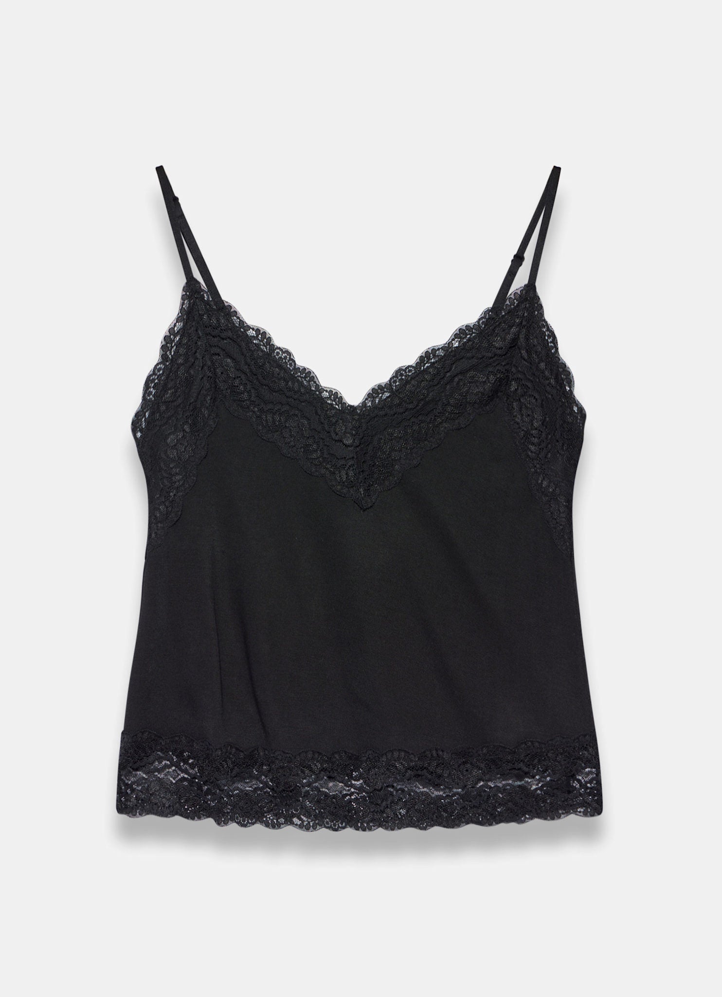 Black Lace Detail Camisole Top