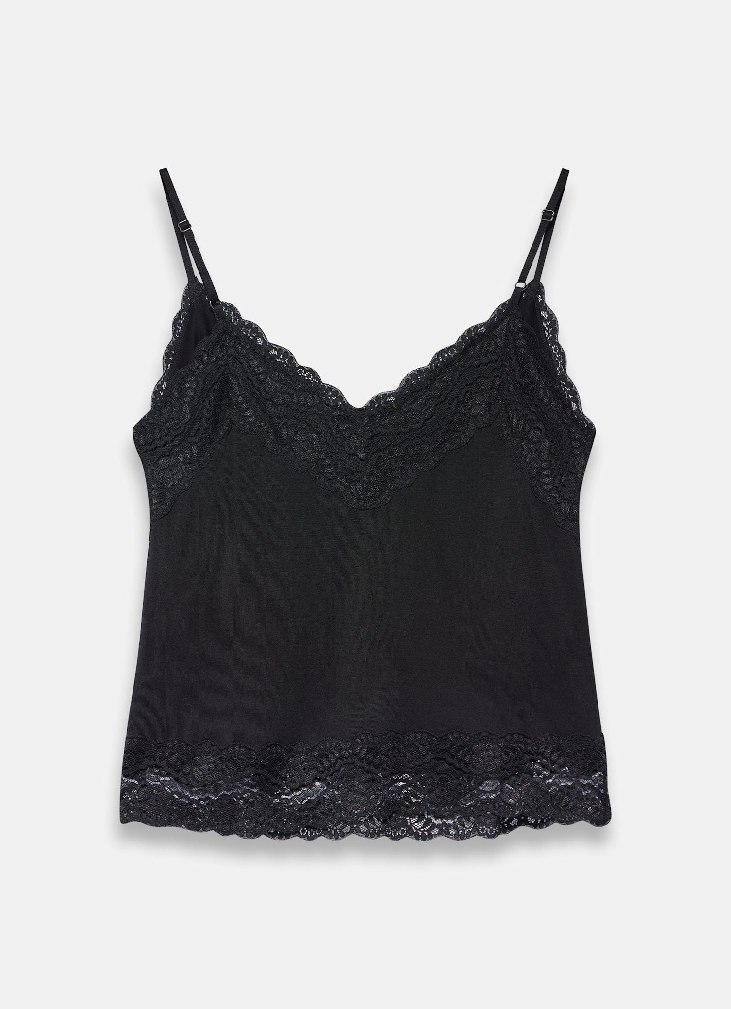 Black Lace Detail Camisole Top