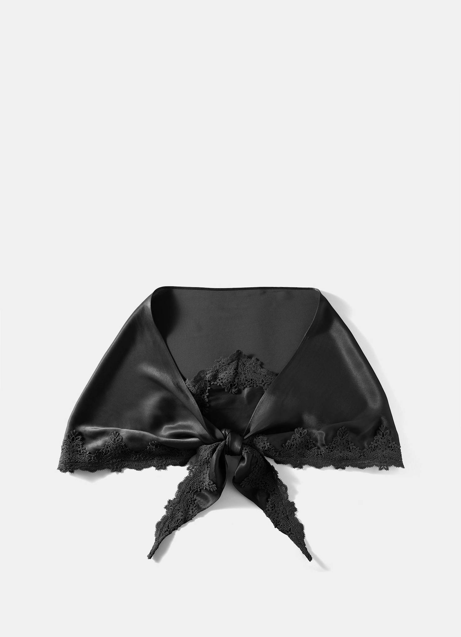 Black Satin Lace Trim Scarf