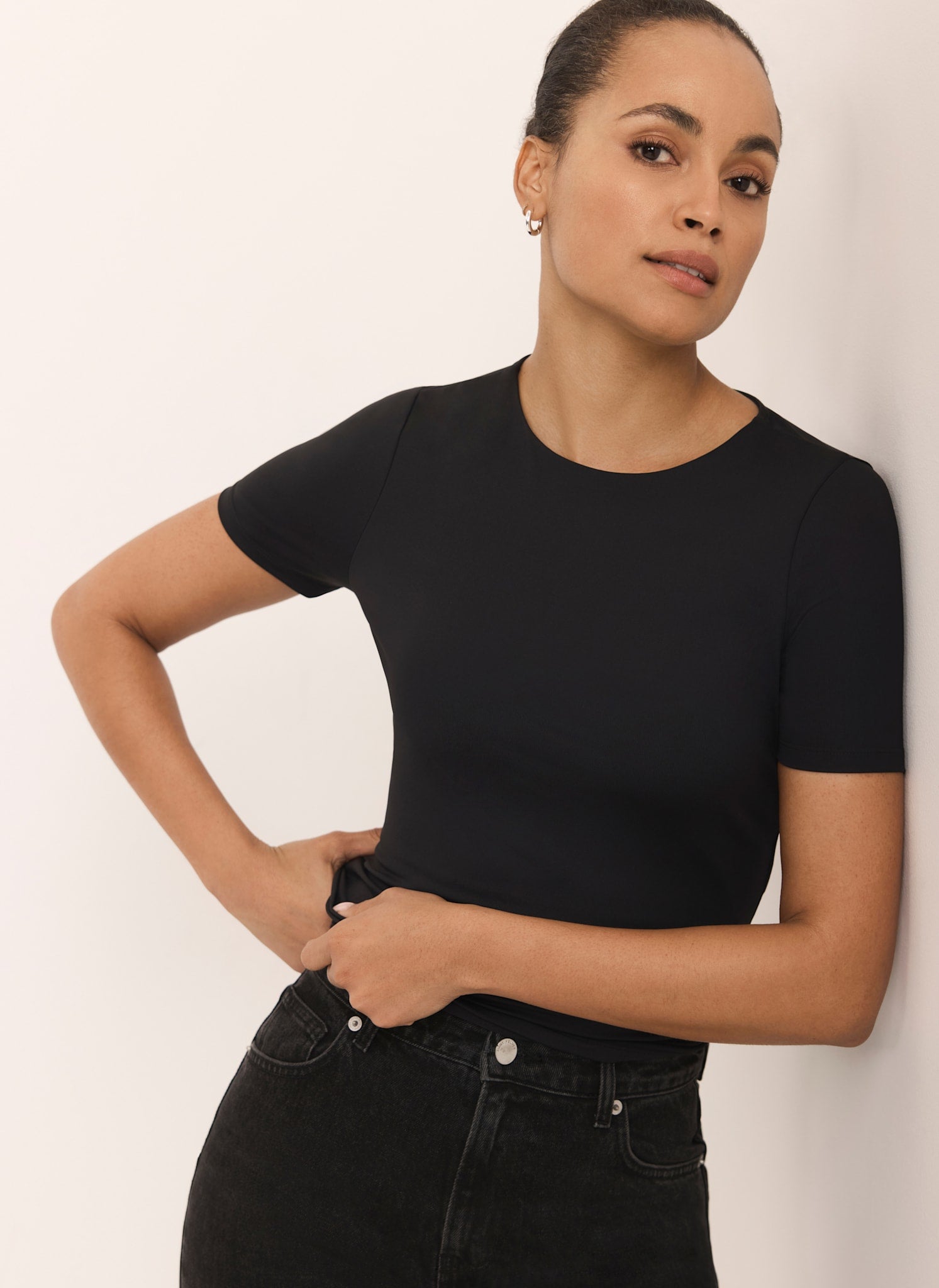 Black Layering Short Sleeve Top