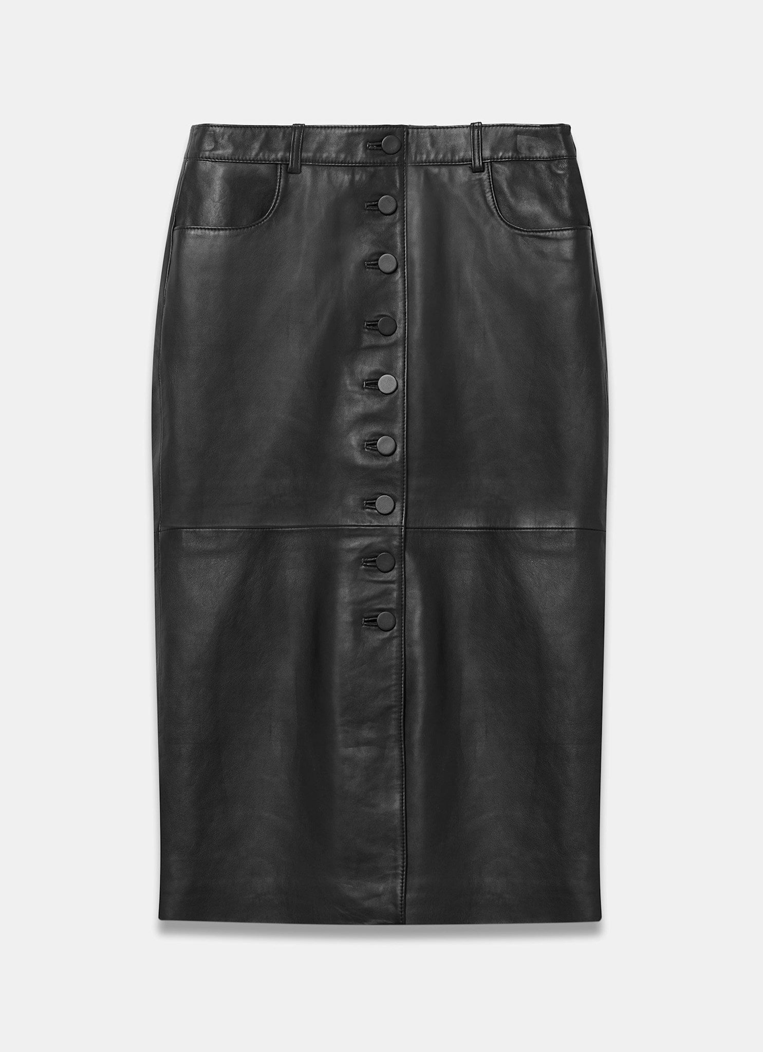 Black Leather Midi Skirt
