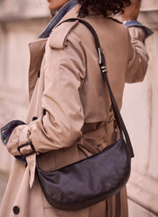 Frankie Black Leather Sling Bag