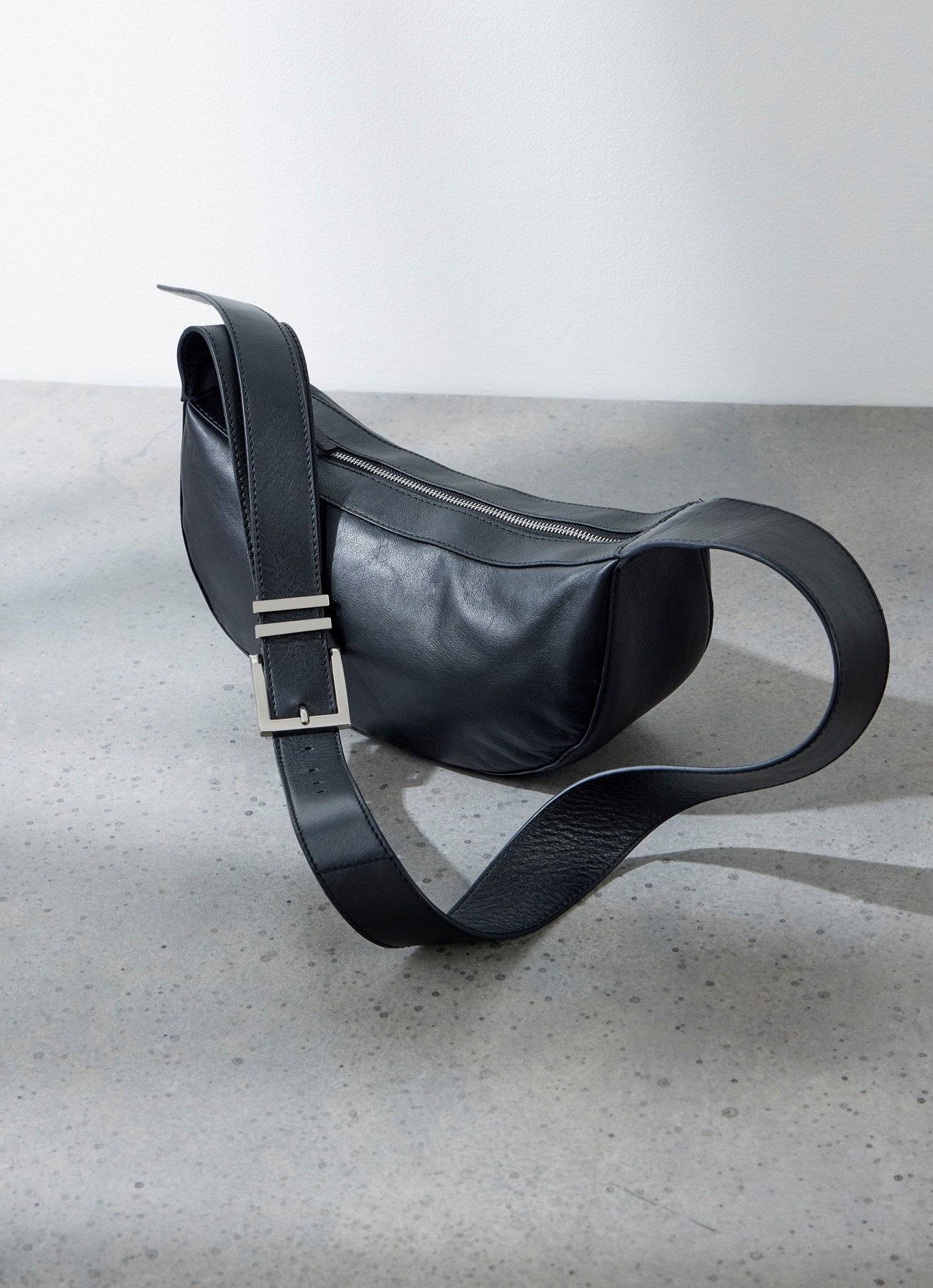 Frankie Black Leather Sling Bag