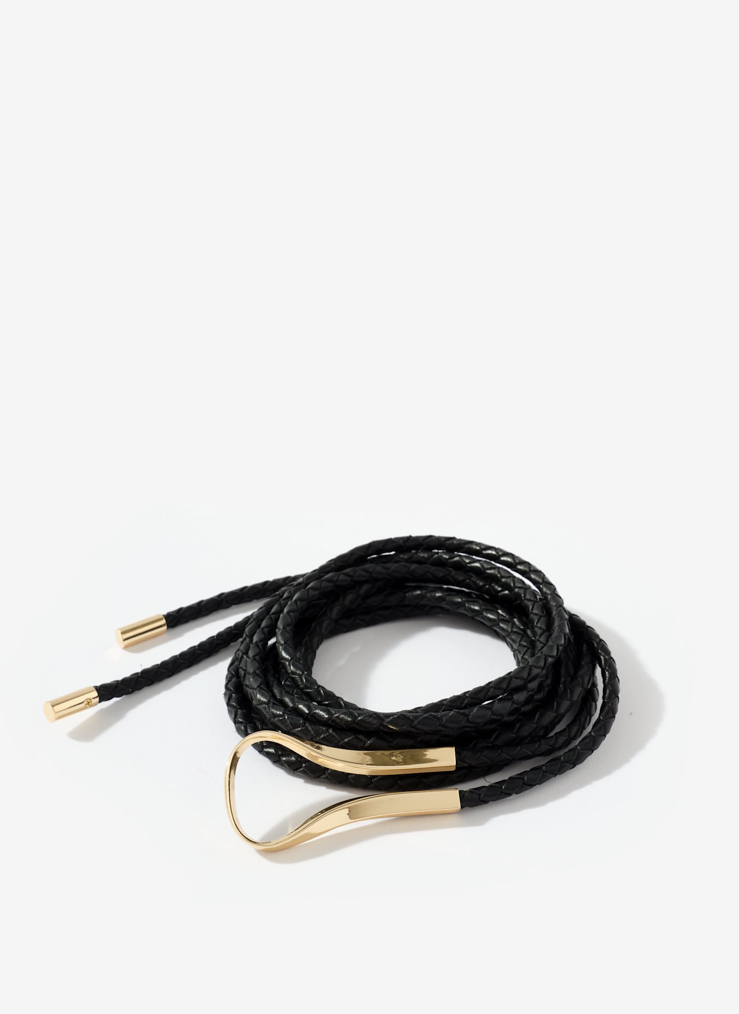 Black Leather Tie Waist Belt