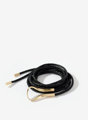 Black Leather Tie Waist Belt