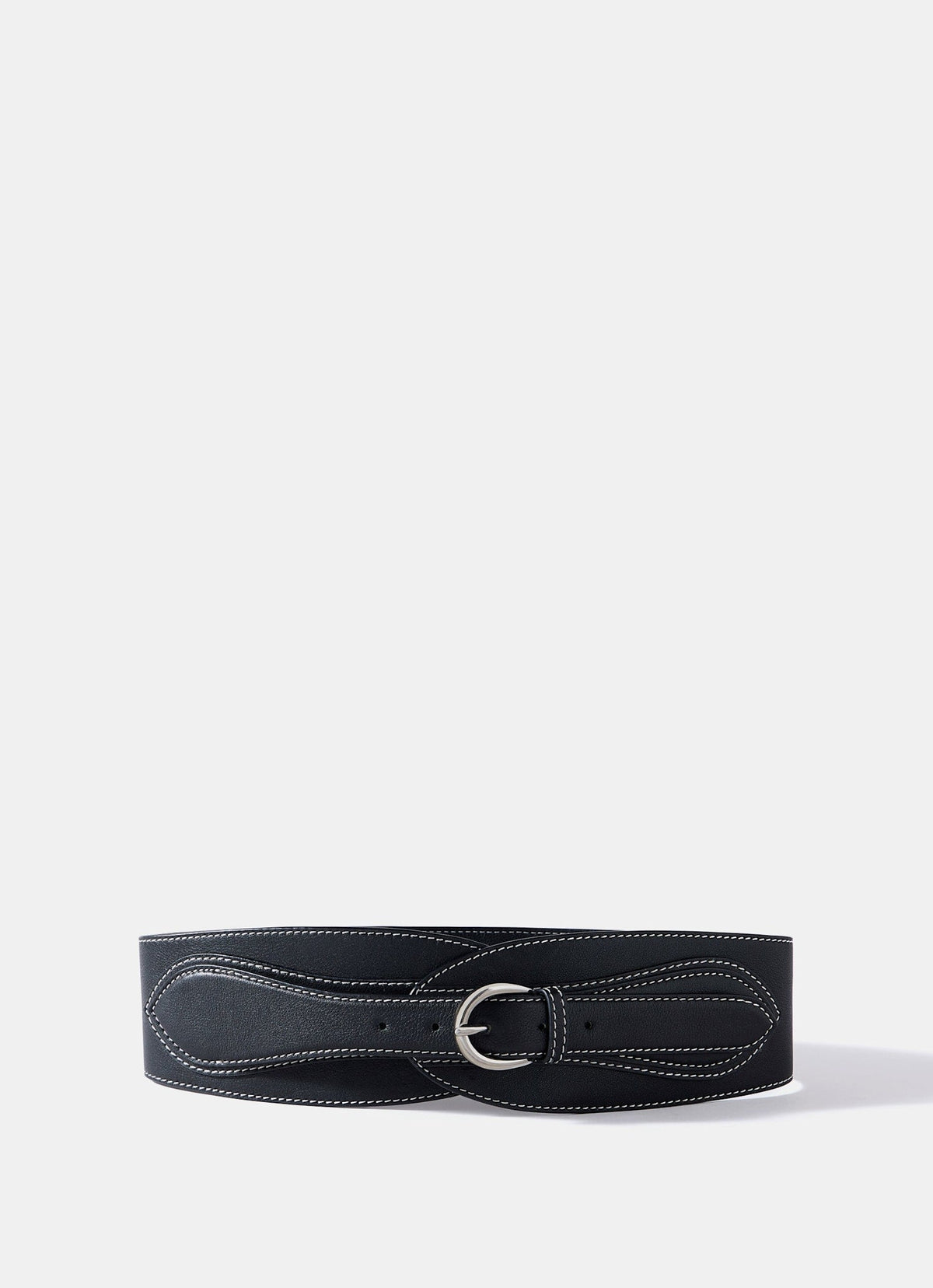 Black Leather Wide Waist Belt