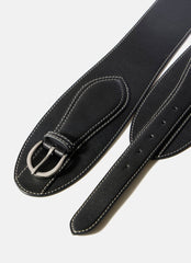 Black Leather Wide Waist Belt