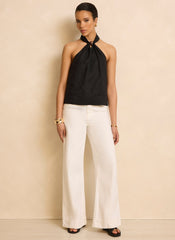 Black Linen Halter Top