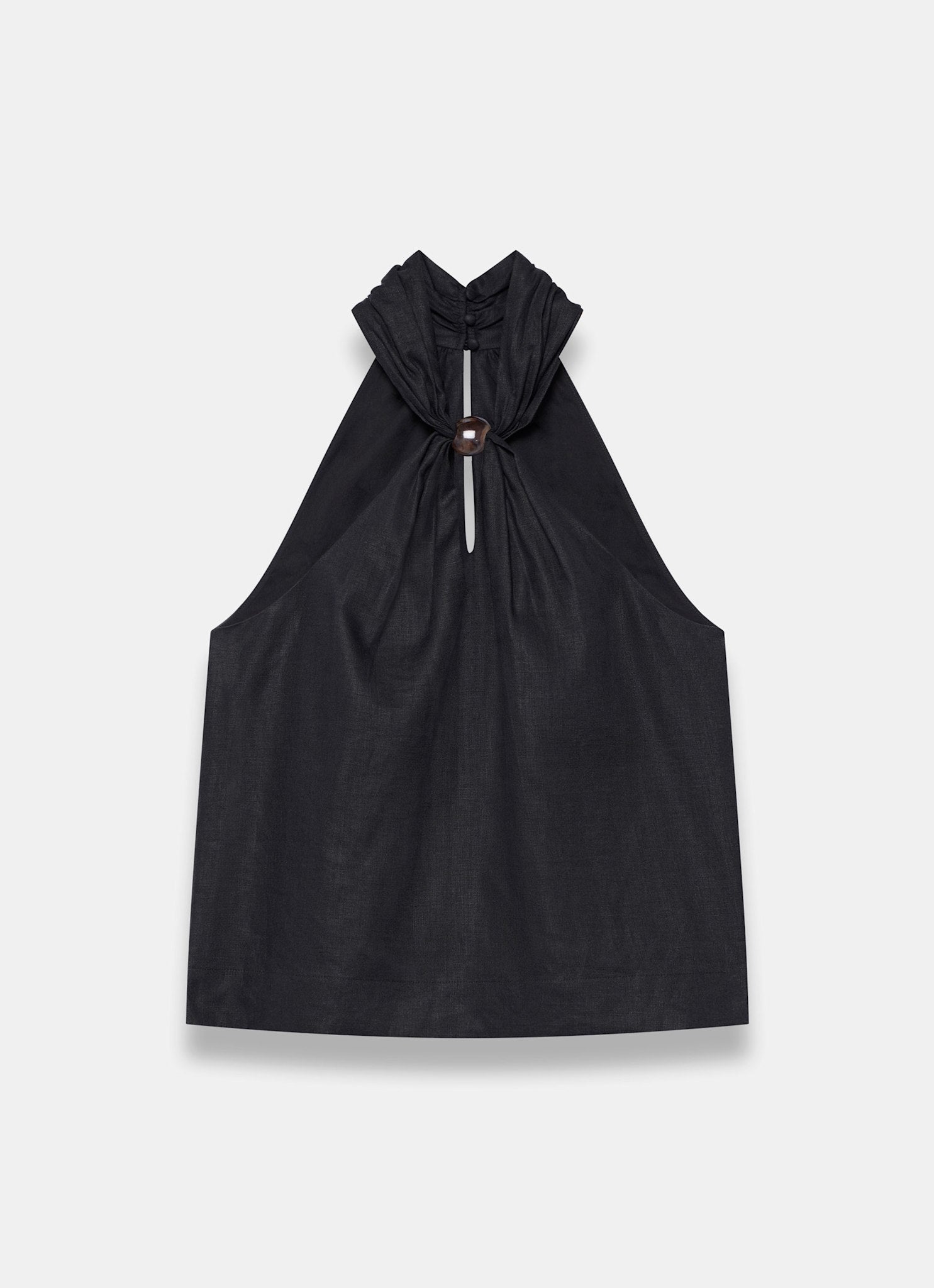 Black Linen Halter Top