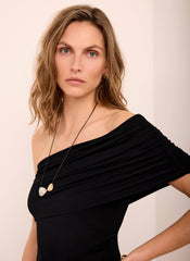 Black One Shoulder Draped Top