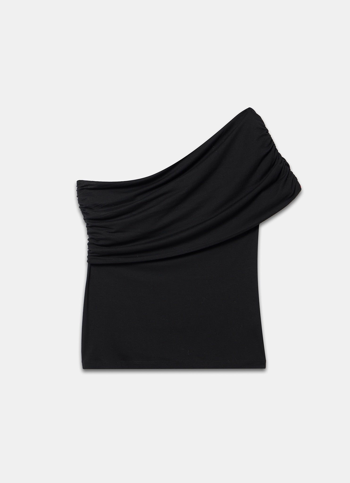Black One Shoulder Draped Top