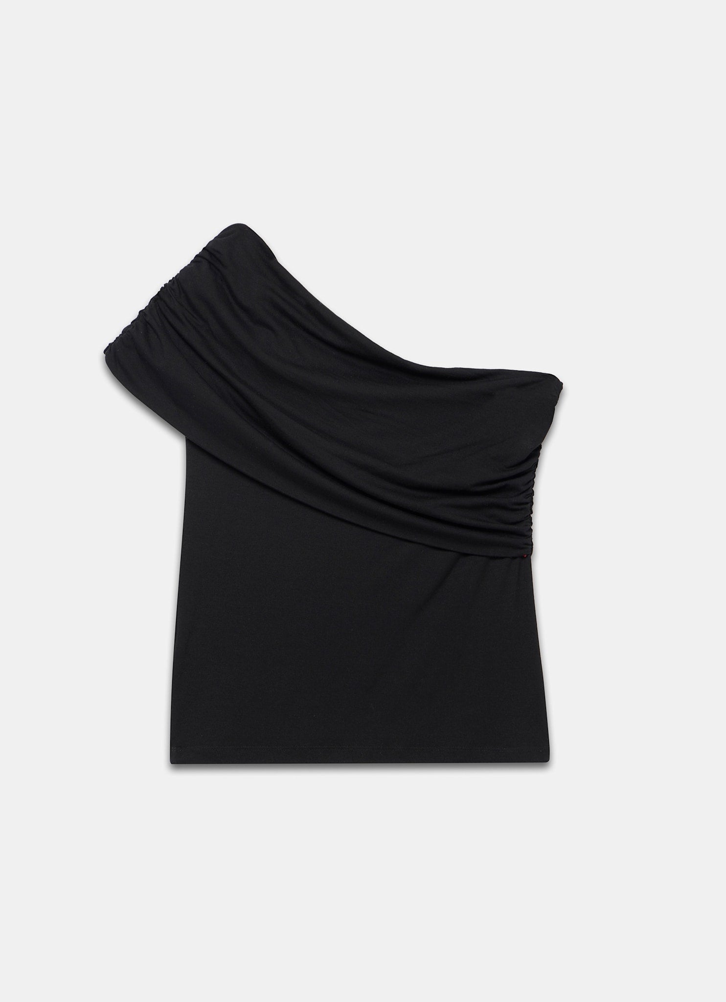 Black One Shoulder Draped Top