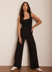 Black Jersey Palazzo Wide Leg Trousers