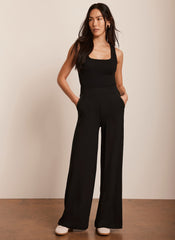 Black Jersey Palazzo Wide Leg Trousers