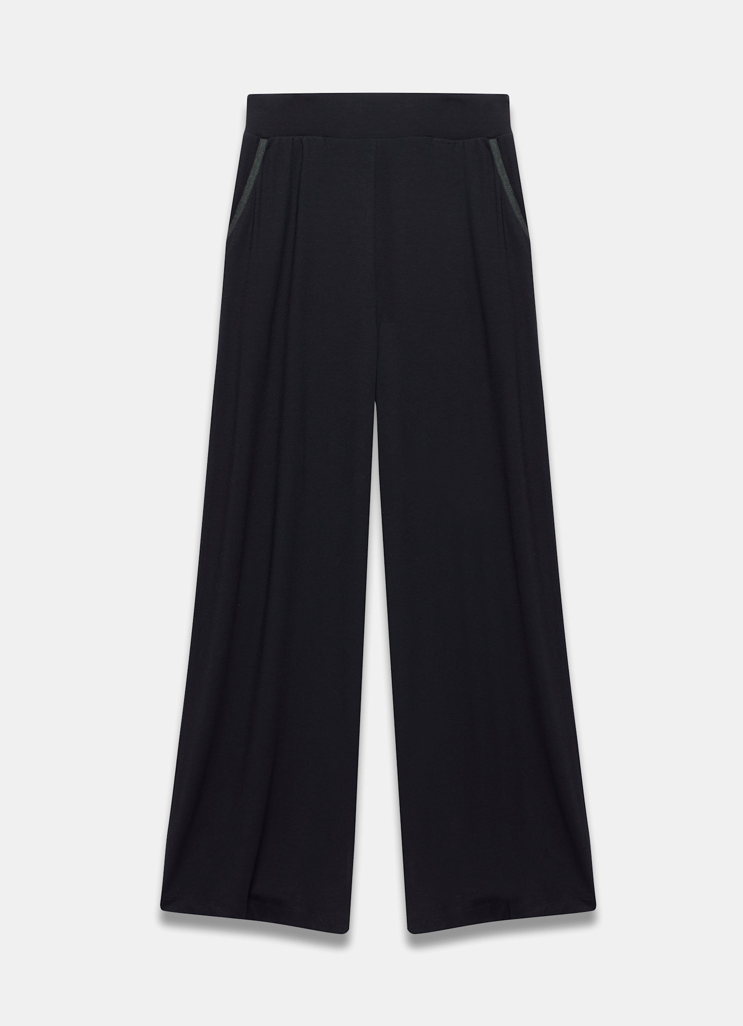 Black Jersey Palazzo Wide Leg Trousers