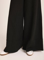 Black Pinstripe Wide Trousers