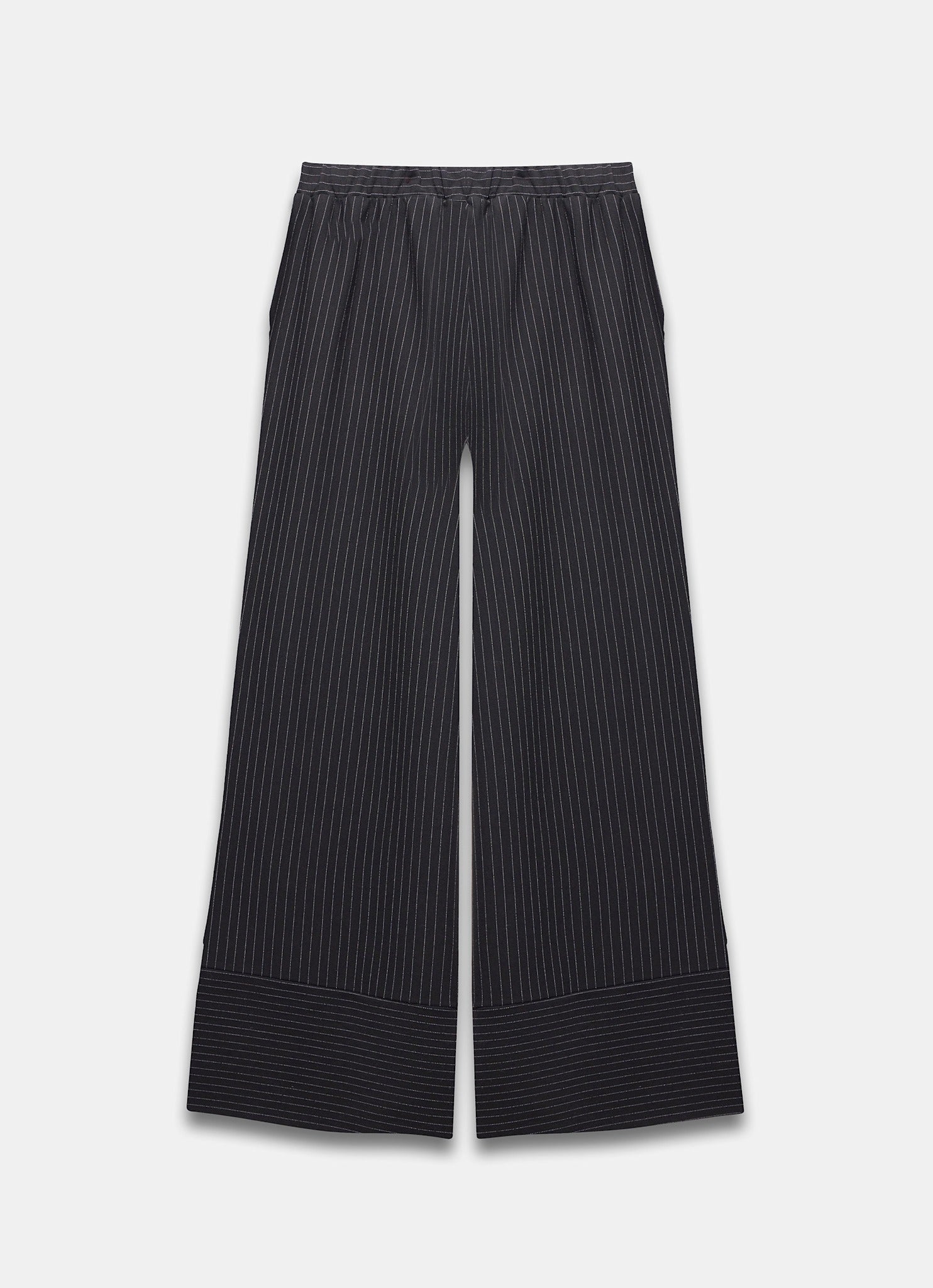 Black Pinstripe Wide Trousers