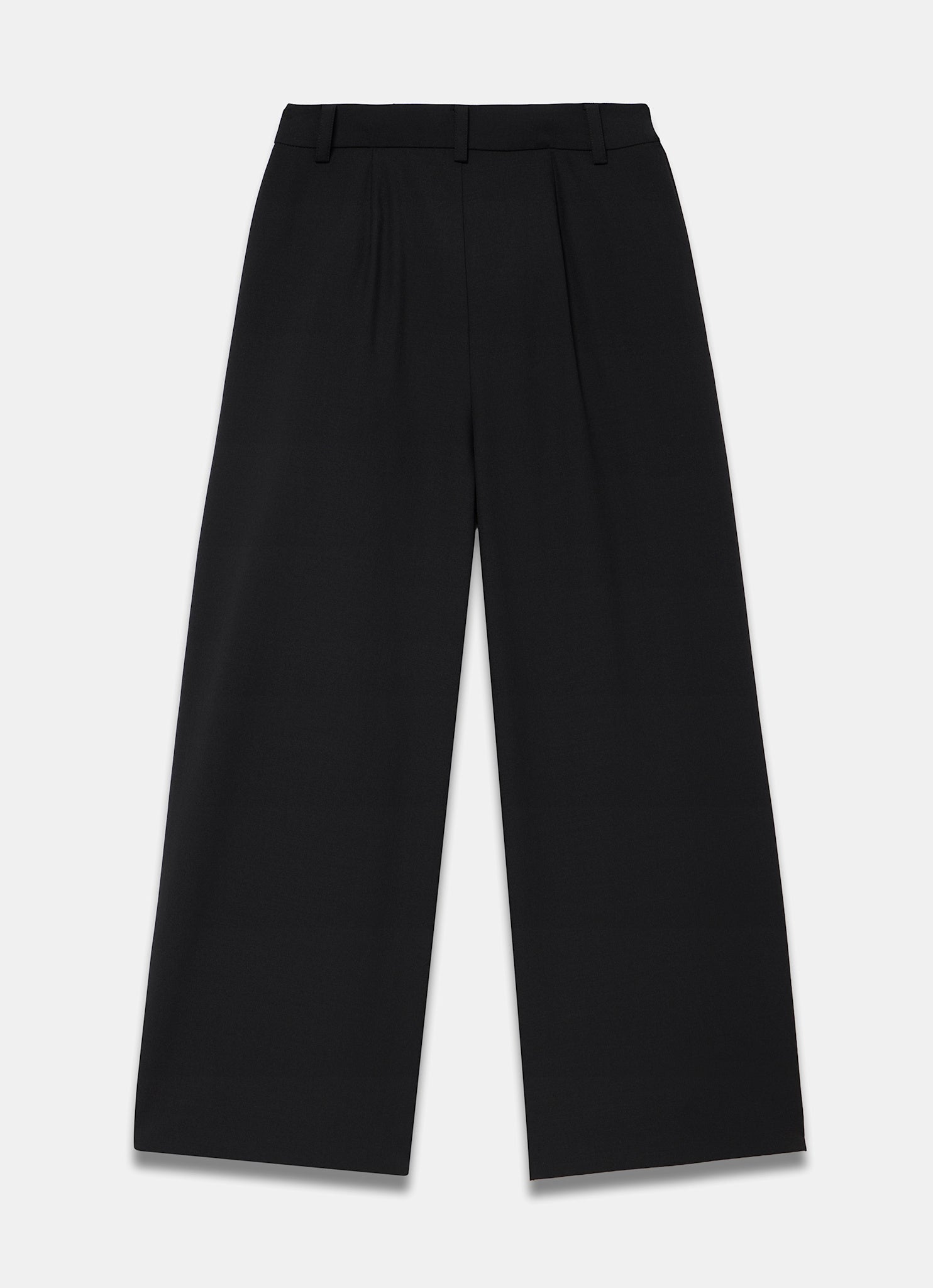 Black Pleat Detail Crop Wide Trousers