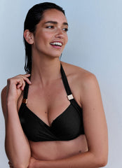 Black Twist Detail Bikini Top