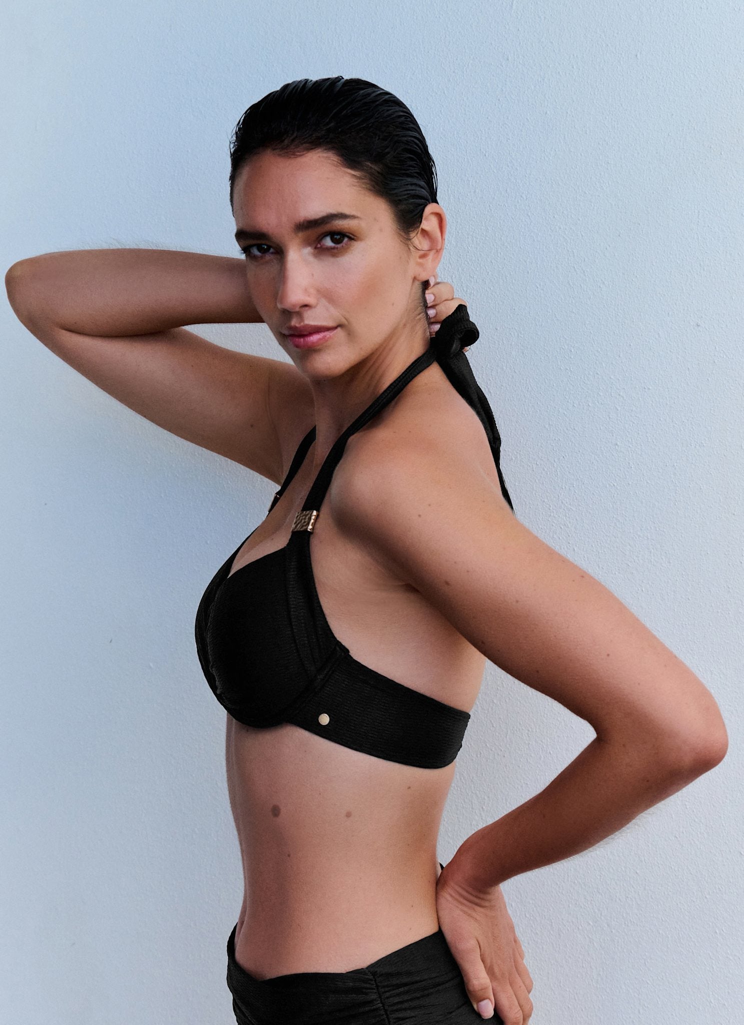 Black Twist Detail Bikini Top