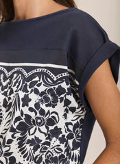 Navy Floral Print Top