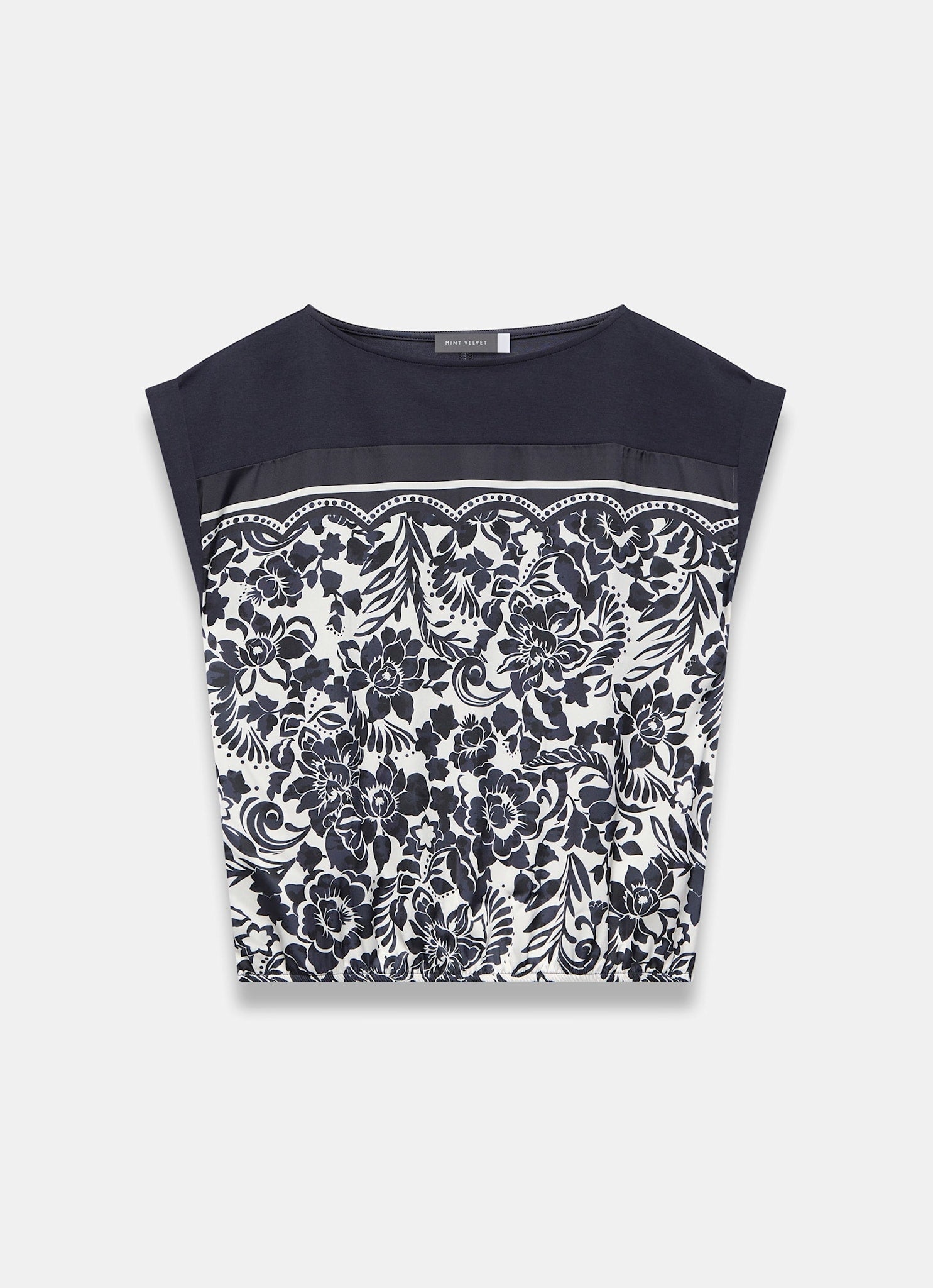 Navy Floral Print Top
