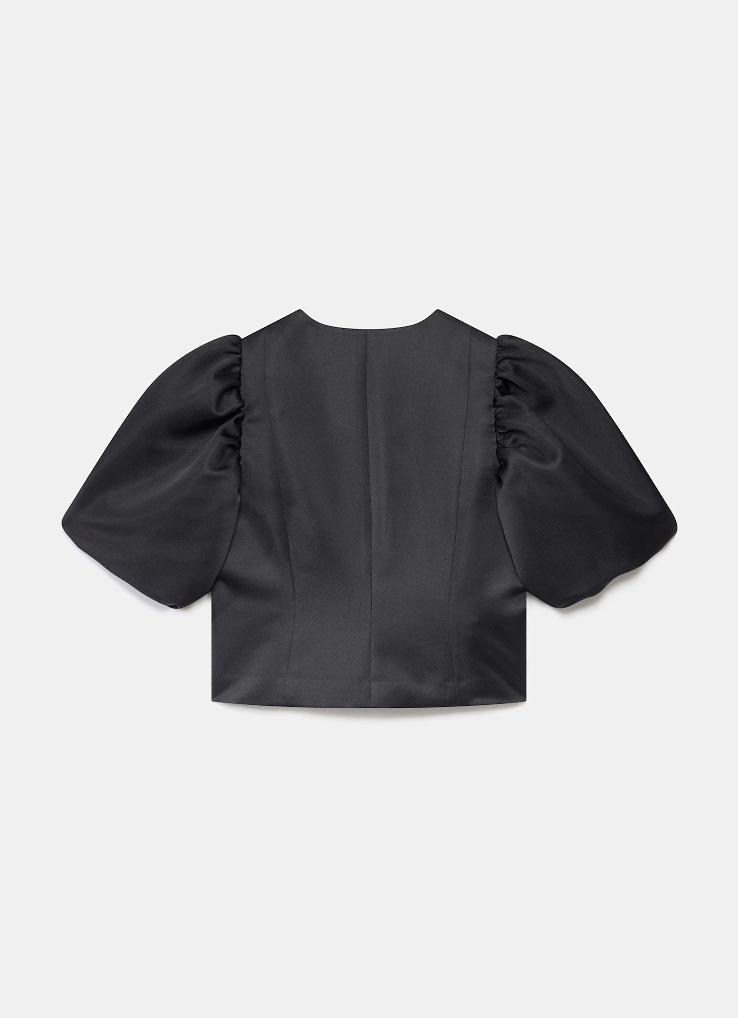 Black Puff Sleeve Satin Jacket