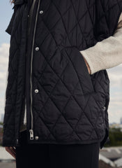 Black Quilted Oversized Gilet