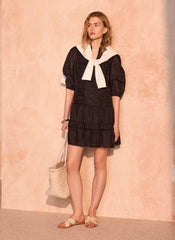 Black Ramie Mini Dress