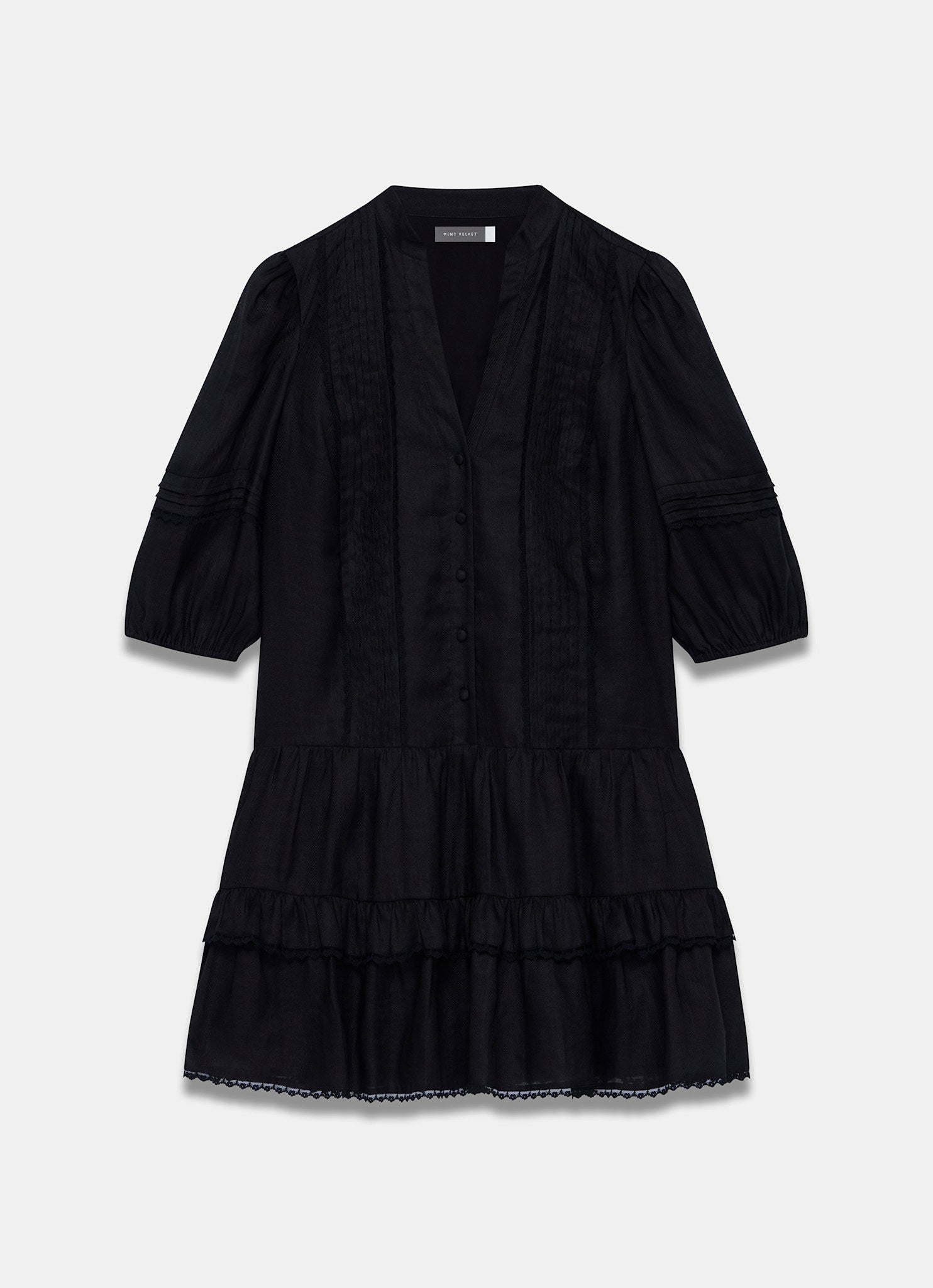 Black Ramie Mini Dress