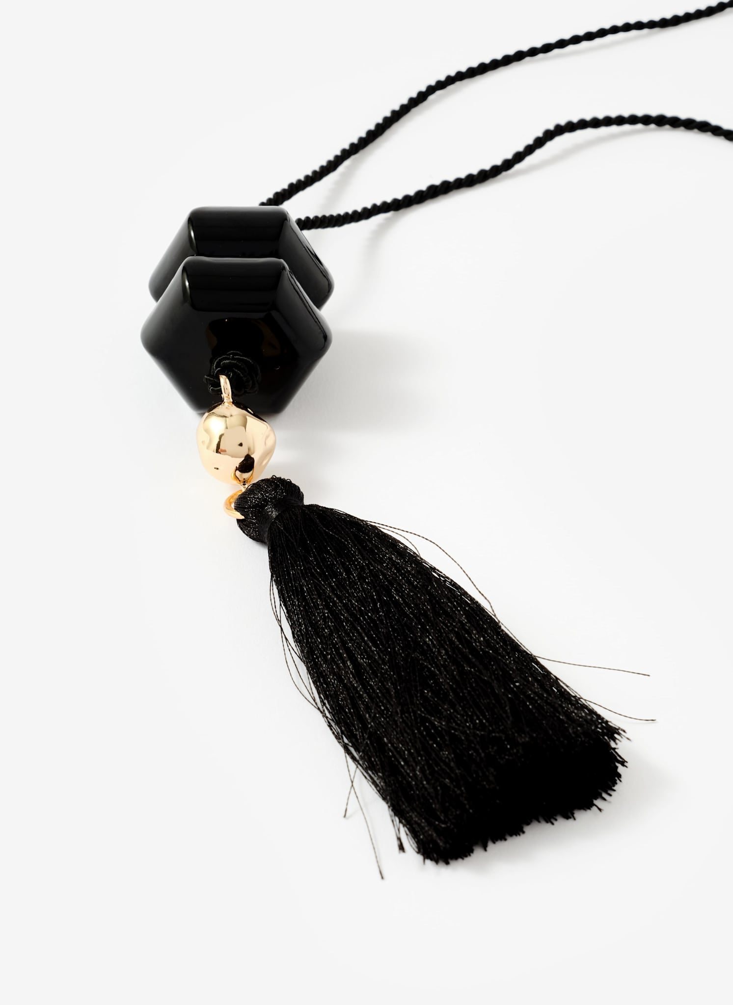 Black Resin Tassel Pendant Necklace