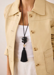 Black Resin Tassel Pendant Necklace
